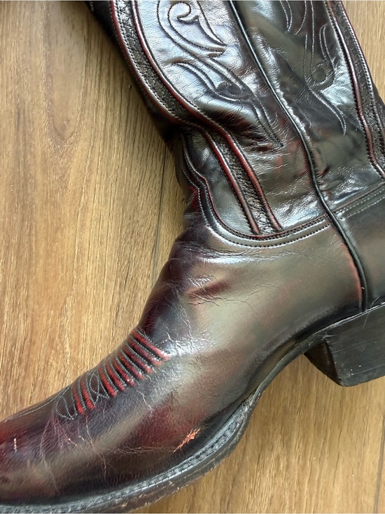 Lucchese Classics Handmade Black Cherry Goat Skin Leather Western Boots 9.5EE main image 4